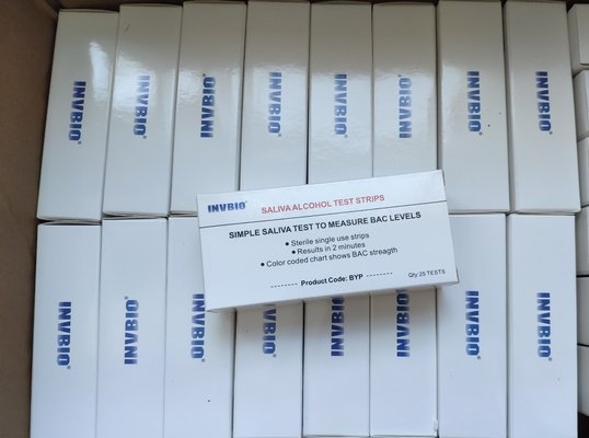INVBIO Kişisel Tek Adım Tükürük Alkol Test Şeridi 25 Şerit / Kutu