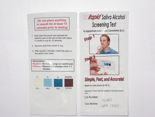 Evde Kullanım Hızlı Test Kaseti Oral Alkol Test Şeritleri OEM Paketleme